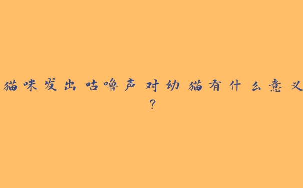 猫咪发出咕噜声对幼猫有什么意义？