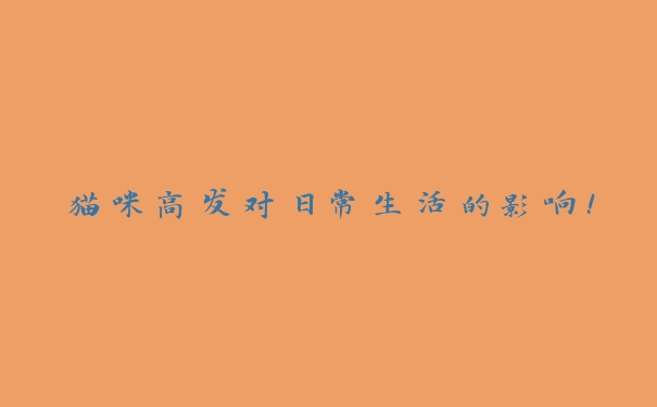 猫咪高发对日常生活的影响！