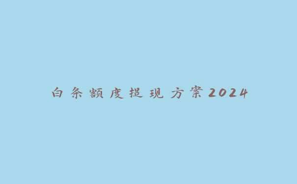 白条额度提现方案2024 白条额度提现方案2024