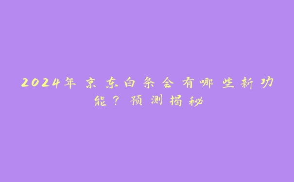 2024年京东白条会有哪些新功能?预测揭秘 2024年京东白条会有哪些新功能?预测揭秘