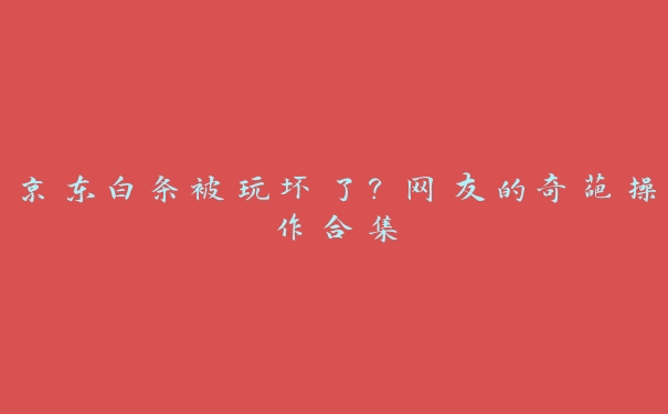 京东白条被玩坏了?网友的奇葩操作合集 京东白条被玩坏了?网友的奇葩操作合集