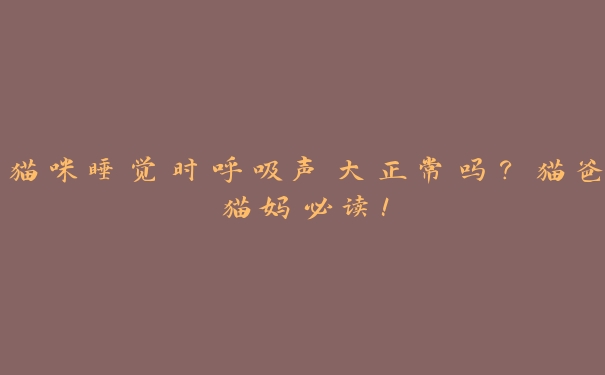 猫咪睡觉时呼吸声大正常吗?猫爸猫妈必读! 猫咪睡觉时呼吸声大正常吗?猫爸猫妈必读!