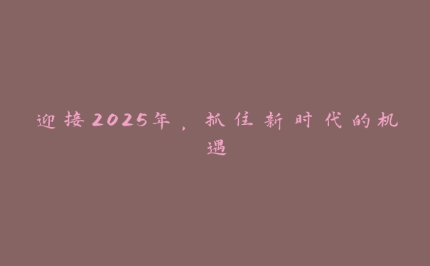 迎接2025年，抓住新时代的机遇