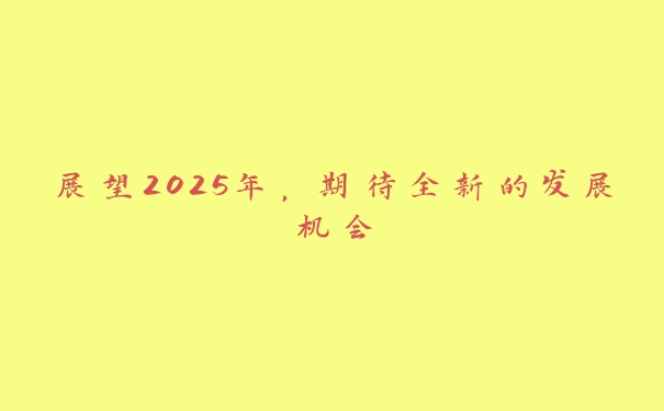 展望2025年，期待全新的发展机会