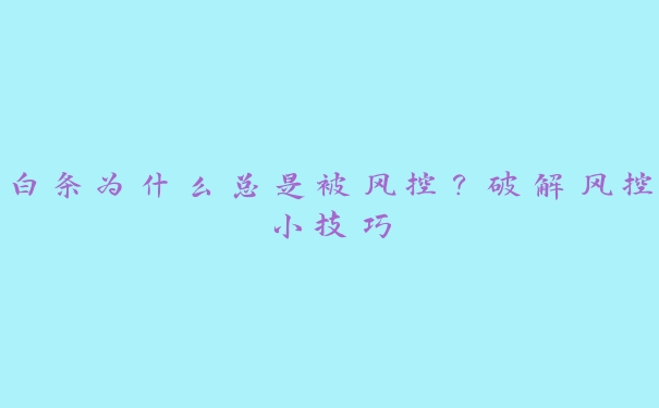白条为什么总是被风控?破解风控小技巧 白条为什么总是被风控?破解风控小技巧