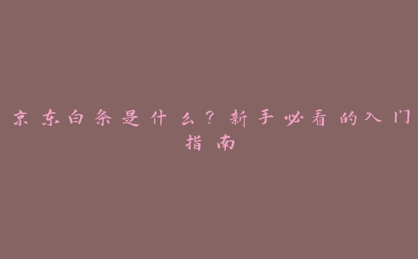 京东白条是什么?新手必看的入门指南 京东白条是什么?新手必看的入门指南