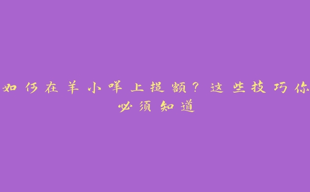 如何在羊小咩上提额?这些技巧你必须知道 如何在羊小咩上提额?这些技巧你必须知道