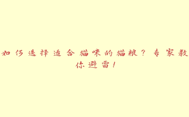 如何选择适合猫咪的猫粮?专家教你避雷! 如何选择适合猫咪的猫粮?专家教你避雷!