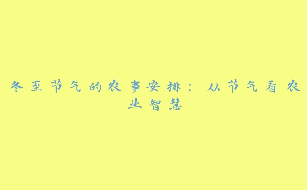 冬至节气的农事安排:从节气看农业智慧 冬至节气的农事安排:从节气看农业智慧