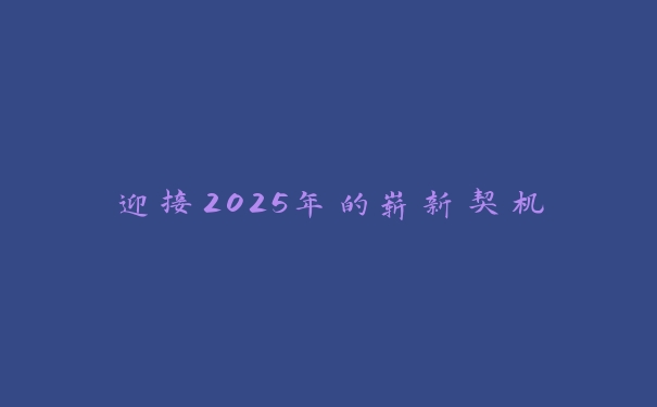 迎接2025年的崭新契机