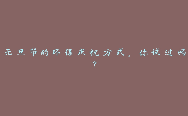 元旦节的环保庆祝方式，你试过吗？