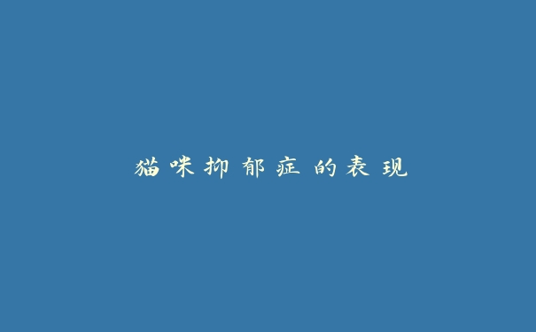 猫咪抑郁症的表现 猫咪抑郁症的表现