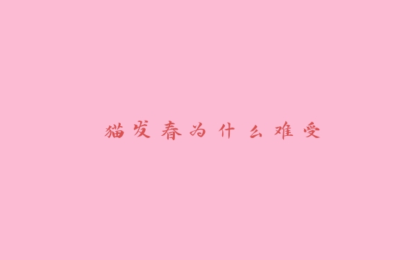 猫发春为什么难受