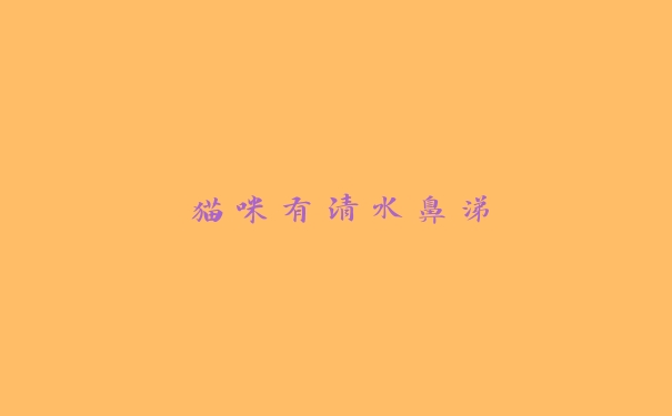 猫咪有清水鼻涕