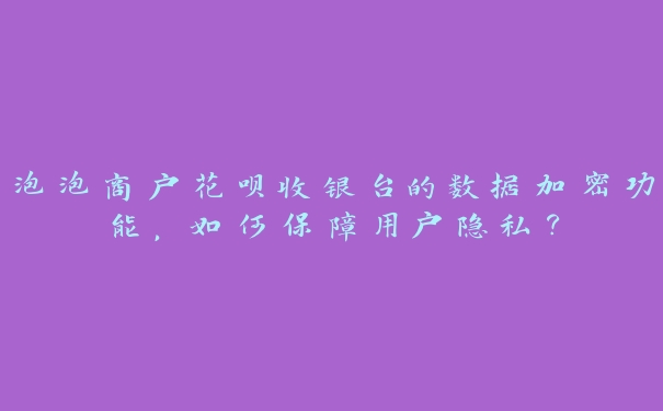 泡泡商户花呗收银台的数据加密功能,如何保障用户隐私? 泡泡商户花呗收银台的数据加密功能,如何保障用户隐私?
