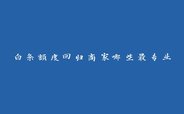 白条额度回归商家哪些最专业 白条额度回归商家哪些最专业