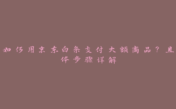 如何用京东白条支付大额商品?具体步骤详解 如何用京东白条支付大额商品?具体步骤详解