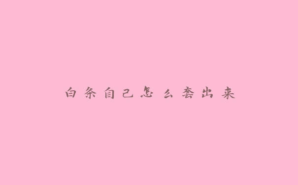 白条自己怎么套出来