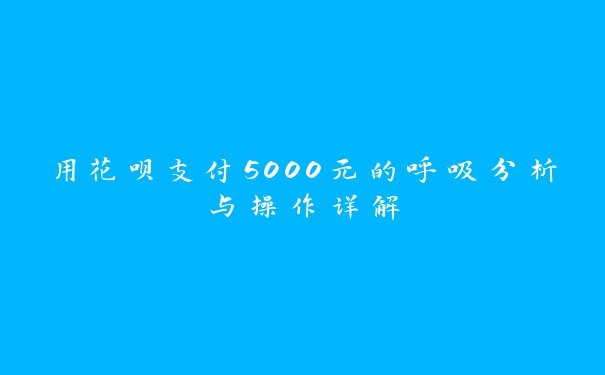 用花呗支付5000元的呼吸分析与操作详解 用花呗支付5000元的呼吸分析与操作详解