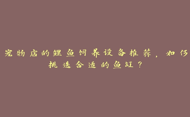 宠物店的鲤鱼饲养设备推荐,如何挑选合适的鱼缸? 宠物店的鲤鱼饲养设备推荐,如何挑选合适的鱼缸?