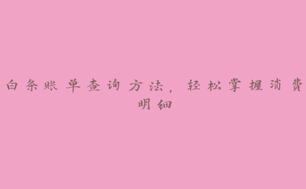 白条账单查询方法,轻松掌握消费明细 白条账单查询方法,轻松掌握消费明细