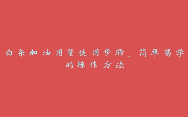 白条加油用量使用步骤,简单易学的操作方法 白条加油用量使用步骤,简单易学的操作方法