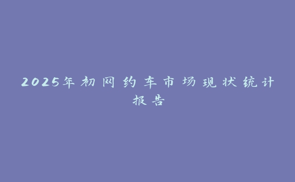 2025年初网约车市场现状统计报告 2025年初网约车市场现状统计报告