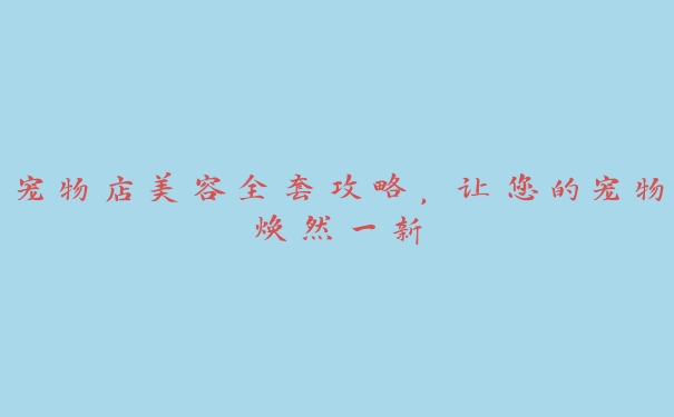 宠物店美容全套攻略,让您的宠物焕然一新 宠物店美容全套攻略,让您的宠物焕然一新