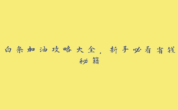 白条加油攻略大全,新手必看省钱秘籍 白条加油攻略大全,新手必看省钱秘籍