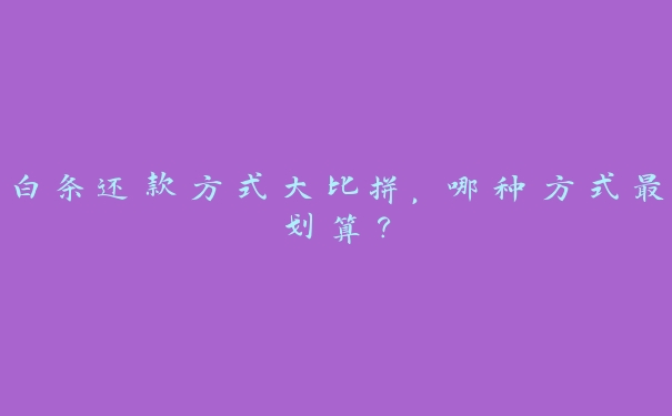 白条还款方式大比拼,哪种方式最划算? 白条还款方式大比拼,哪种方式最划算?