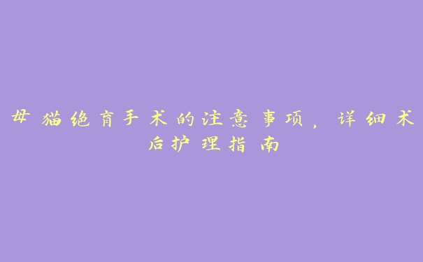 母猫绝育手术的注意事项,详细术后护理指南 母猫绝育手术的注意事项,详细术后护理指南