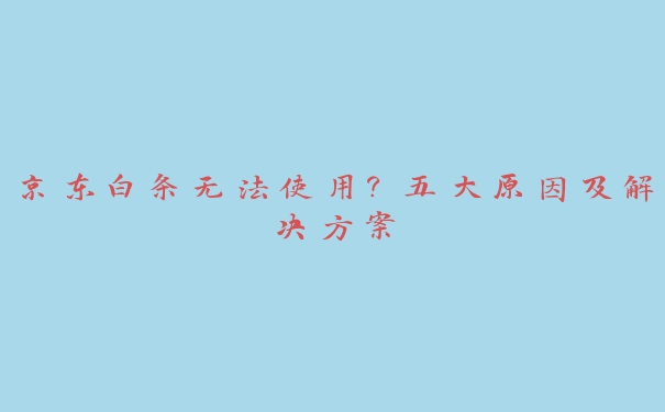 京东白条无法使用?五大原因及解决方案 京东白条无法使用?五大原因及解决方案