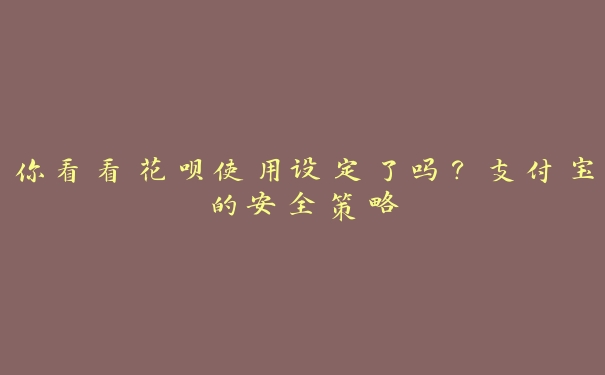 你看看花呗使用设定了吗?支付宝的安全策略 你看看花呗使用设定了吗?支付宝的安全策略