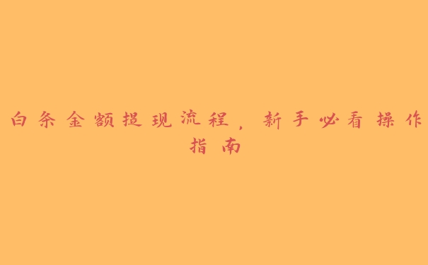 白条金额提现流程，新手必看操作指南