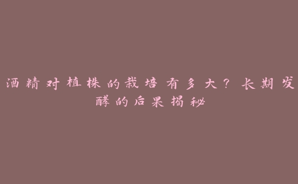 酒精对植株的栽培有多大?长期发酵的后果揭秘 酒精对植株的栽培有多大?长期发酵的后果揭秘