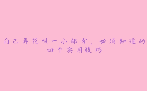 自己弄花呗一小部分,必须知道的四个实用技巧 自己弄花呗一小部分,必须知道的四个实用技巧