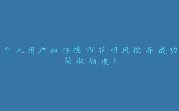 个人用户如何挽回花呗风控并成功获取额度? 个人用户如何挽回花呗风控并成功获取额度?